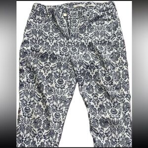 Damask Print Jen 7 Skinny Jeans Navy Cream Sz 6 $259 Ret
